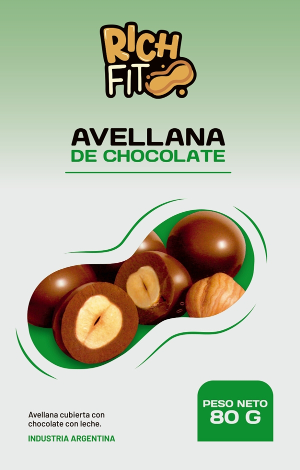 Avellana tostada cubierta con chocolate cobertura leche